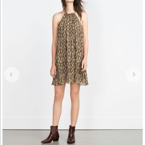 Zara halterneck all over snakeskin print dress
